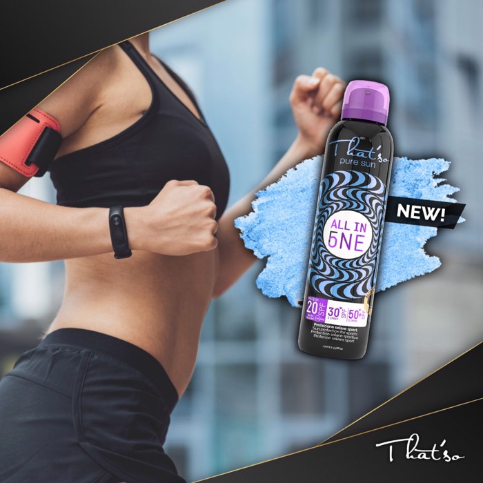 That'so All In One Sport-Extra Dry SPF 20/30/50+ Antiiliako Entomoapothitiko Adiabroxo Xiro Ladi Somatos se Morfi Sprei me Proodeftiki Antiliaki Prostasia (Idaniko ga Exoterikes Drastiriotites-Efarmozetai Pano apo to Make up) 100ml